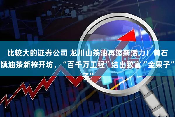 比较大的证券公司 龙川山茶油再添新活力！黄石镇油茶新榨开坊，“百千万工程”结出致富“金果子”