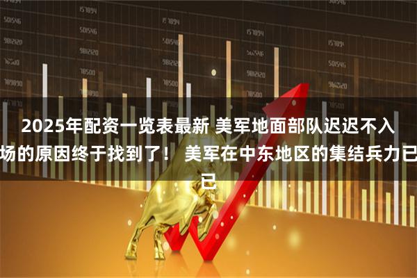 2025年配资一览表最新 美军地面部队迟迟不入场的原因终于找到了！ 美军在中东地区的集结兵力已